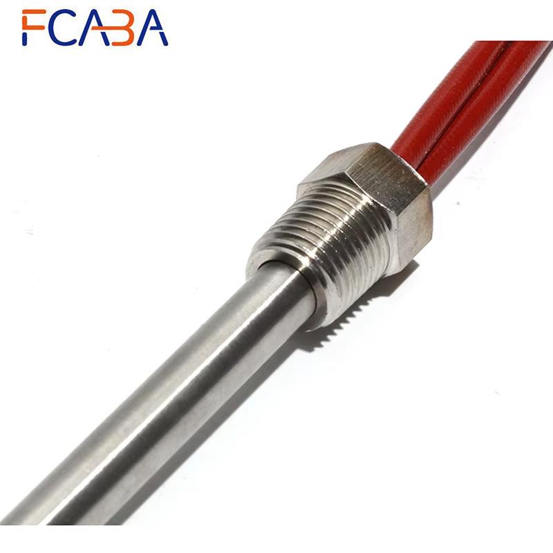FCABA 8mm Dia 350~600mm DN8/12mm Threaded Single-head Heating Tube 110V/220V/380V 201 Stainless Steel Heating Rod with Nut