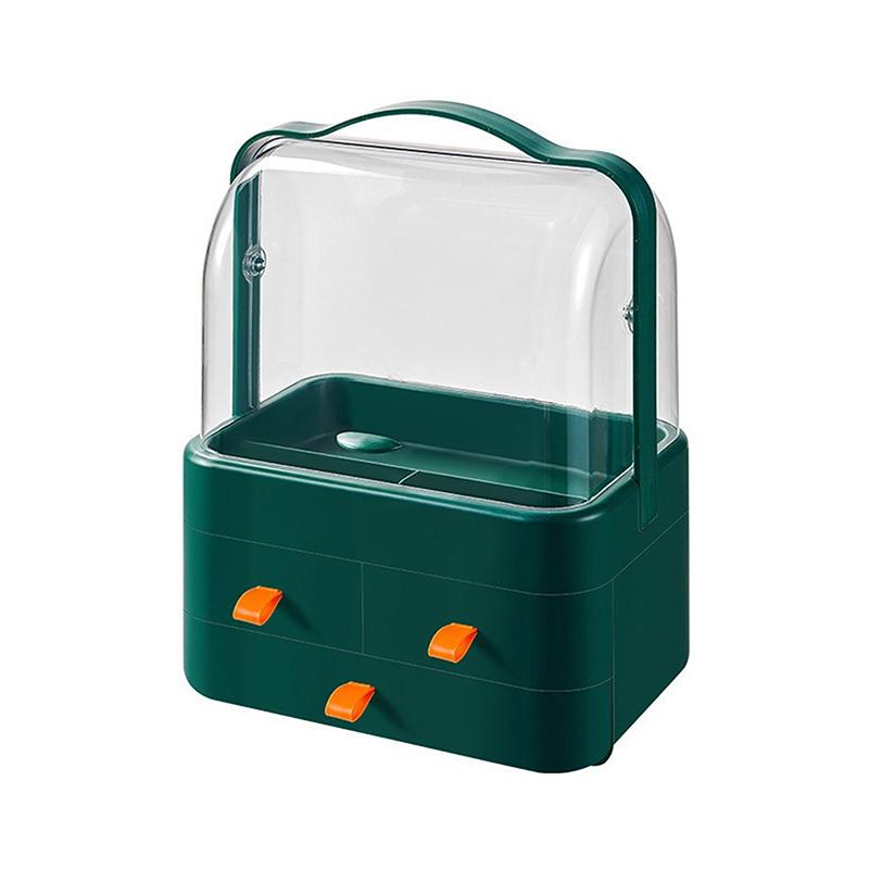 Органайзер для косметики, ящик для хранения, пылезащитный ящик для рабочего стола, органайзер для ювелирных изделий, прозрачная переносная ручка, контейнеры для хранения средств по уходу за кожей