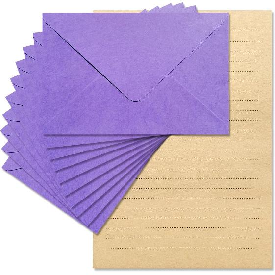 Tuhangcc Premium Velvet-Touch Stationery Set with Unique Design Colors - Best Paper and Elegant 4x6 Envelopes (24 Writing Sheets + 12 Envelopes) for