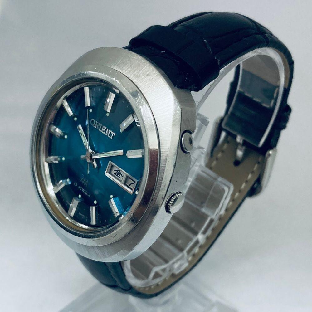 Б/у [Мужские часы] Редкие ORIENT AAA 19 камней Синий градиентный циферблат День недели Дата G104960 Винтаж