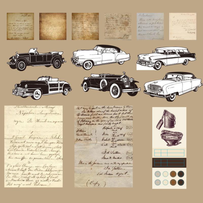 LUOM 15pcs Vintage Style Material Paper Retro Diy Hand-decorated Scrapbooking Stickers For Art