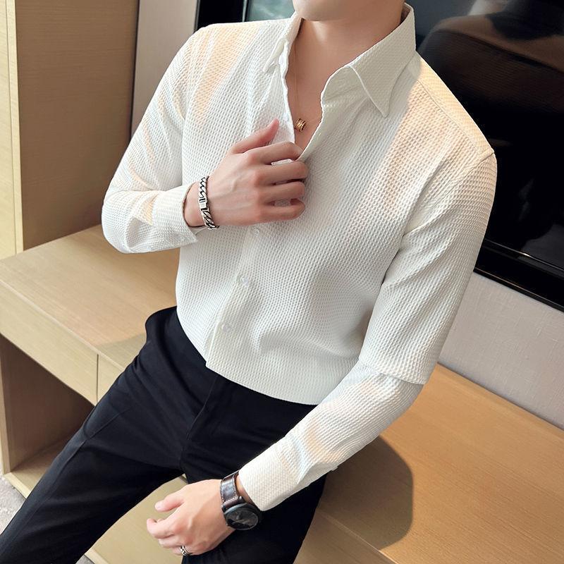 Мужская рубашка Slim Fit Business с длинным рукавом на весну и осень