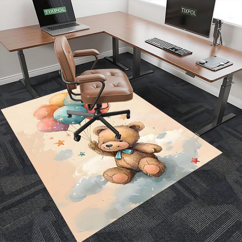 1pc Teddy Bear Balloons Chair Mat - Anime Cartoon Design, Non-Slip Carpet for Office Chairs, Suitable for All Seasons, Perfect Gift for Holidays and H