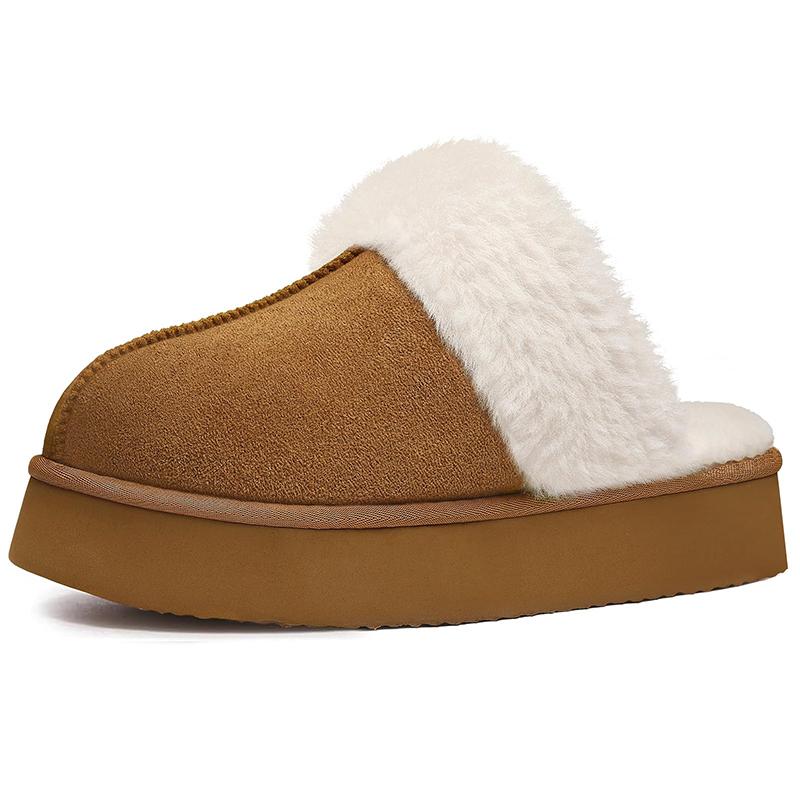 Fashion Kidmi Women's Fuzzy Platform Slippers with Fluffy Memory Foam News Thick-soled Soft Comfortable Winter Women Slippers Home Shoes