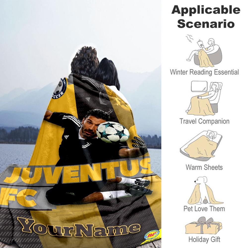 Juventus Personalized Text Blanket Gift Customizable Blanket Soft & Cozy Throw For Living Room Couch Bed Nap Four Seasons Universal