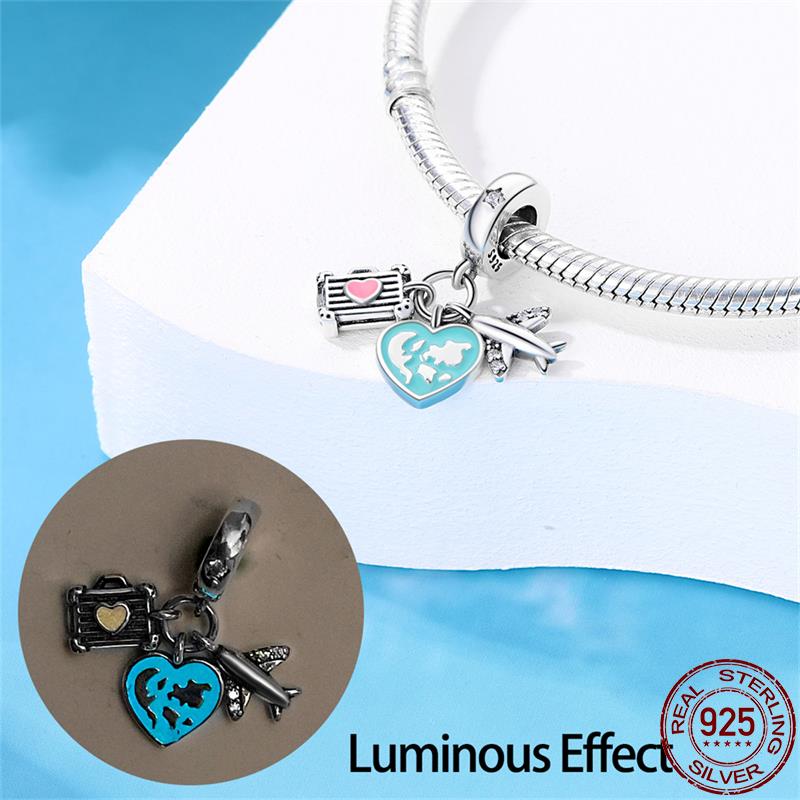 Original 100% sS925 Sterling Silver Luminous Octopus Ocean Series Charms Fit Bracelet DIY Beads Ms Jewelry Gift New In