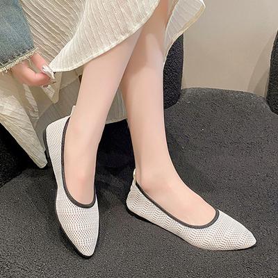 Лоферы женские трикотажные сетчатые туфли на плоской подошве модные повседневные туфли из ажурной ткани туфли-лодочки с острым носком женские удобные рабочие туфли на плоской подошве