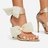 Women Sweet Bow Knot Elegant Ankle Strap Party Sandals Black Thin High Heels White Wedding Shoes Open Toe