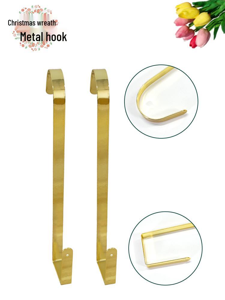 Golden Wrought Iron Christmas Wreath and Stocking Hook