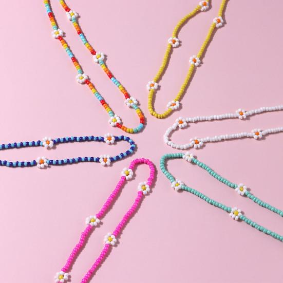 Женское ожерелье, красочные бисерные цветочные украшения, гальванические бусины, цепочка на ключицу, подарок на день рождения