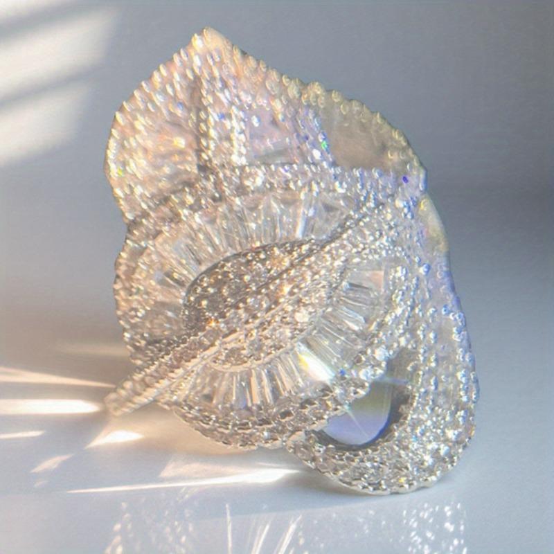 Элегантное блестящее кольцо с тремя листьями из кубического синтетического циркония для женщин, свадебная вечеринка, кольцо для помолвки невесты, изысканные ювелирные аксессуары