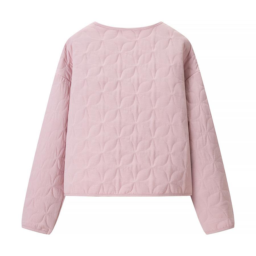 European and American style commuter style versatile daily loose round neck Heng line diamond long-sleeved jacket
