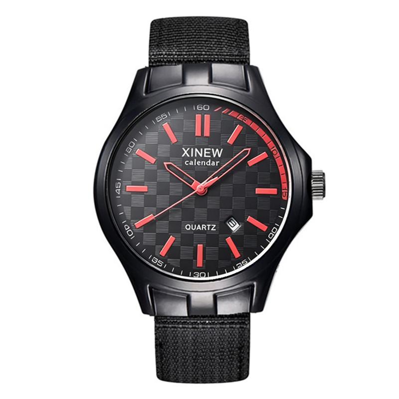 Reloj Hombre XINEW Brand Students Watches Men Boys Fashion Nylon Band Date Gifts Watch Black Relogio Masculino Montre Homme