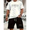 Men'S Stylish Casual Two-Piece Set Black Short Sleeve T-Shirt Outdoor Activities, Outdoor Apparel