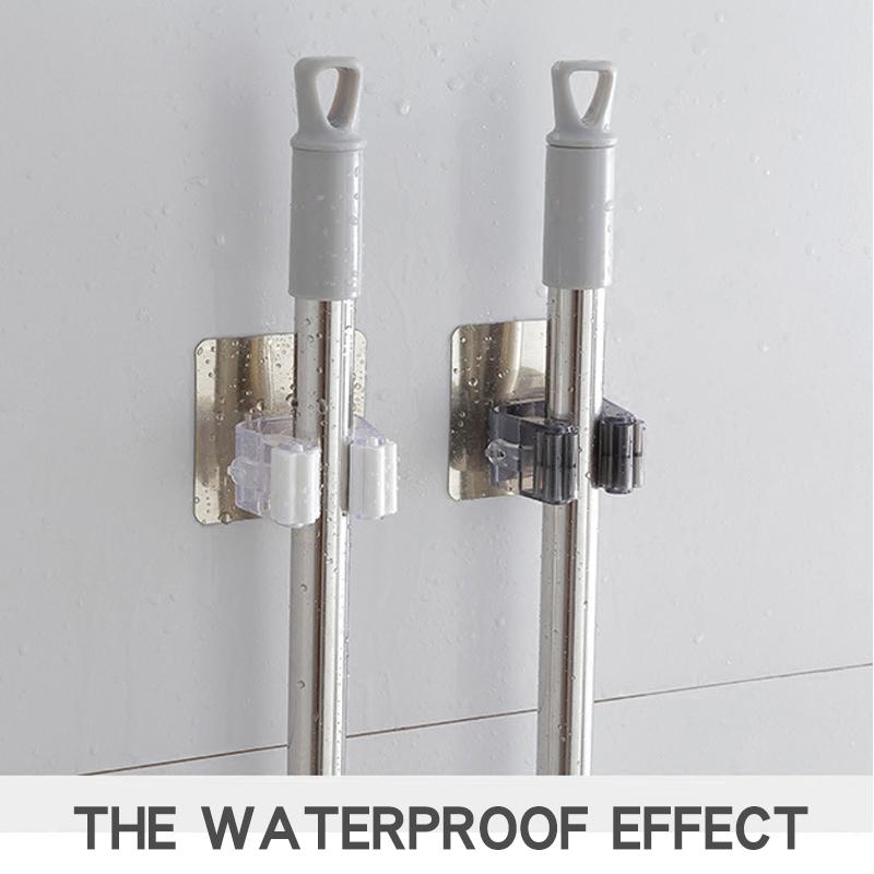 2/4pcs Adhesive Multi-Purpose Hooks Wall Mounted Mop Organizer Holder RackBrush Broom Hanger Hook Kitchen Bathroom Strong Hooks