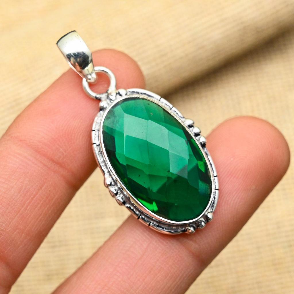 Хром-диопсидовый драгоценный камень ручной работы из твердого стерлингового серебра 925 пробы для ювелирных изделий для нее