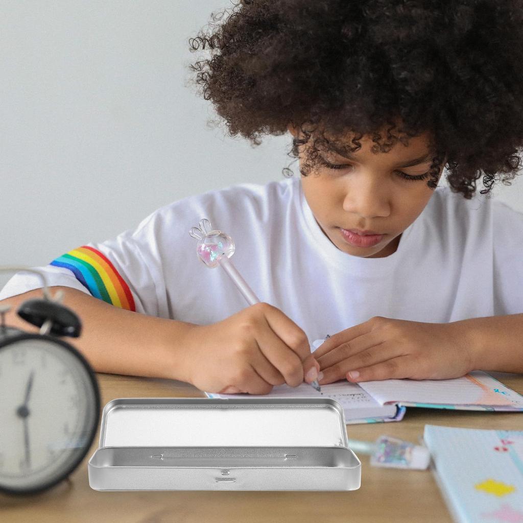 EXCEART Жестяная пенал-коробка, Прямоугольная однослойная металлическая пенал-коробка из жести, Простой дизайн для студентов, Хранение канцелярских принадлежностей, 8,07" x 2,36" x 0,79"