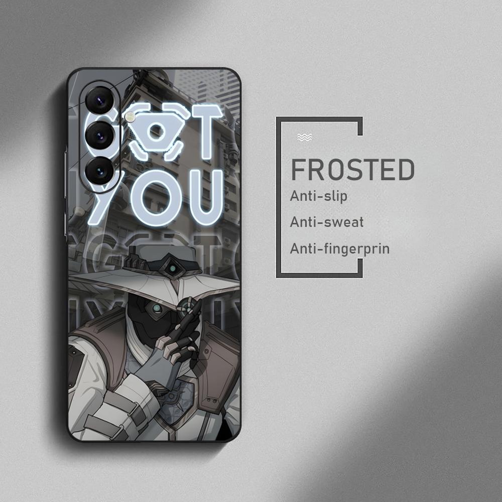 Valorant Game Cypher Cool Phone Case For Samsung Galaxy S25 S24 S23 S22 S21 S20 Plus Ultra Note20 Soft Black