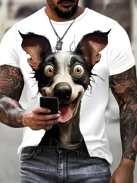 Летняя футболка с короткими рукавами и животными для мужчин, повседневная футболка с 3d узором и принтом, модная уличная одежда больших размеров, мужская футболка, спортивная одежда