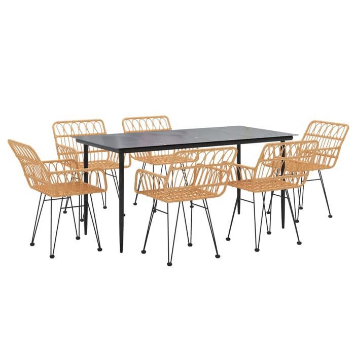 VidaXL 7-piece Garden Dining Set Woven Resin, Patio Set, Garden Bistro Set, Dining Set 3157849