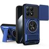 For Xiaomi 15T Magnetic Case Ring Holder Foldable Kickstand TPU PC Phone Cover with Camera Lens Slider