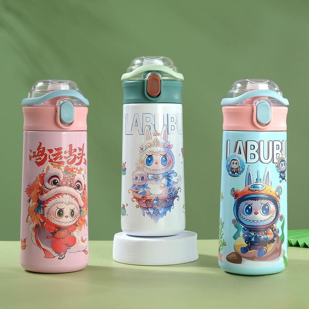 Мультяшная термокружка из нержавеющей стали Labubu, кружка Carter с ручкой, кружка-непроливайка для двойного питья, кружка-горошек