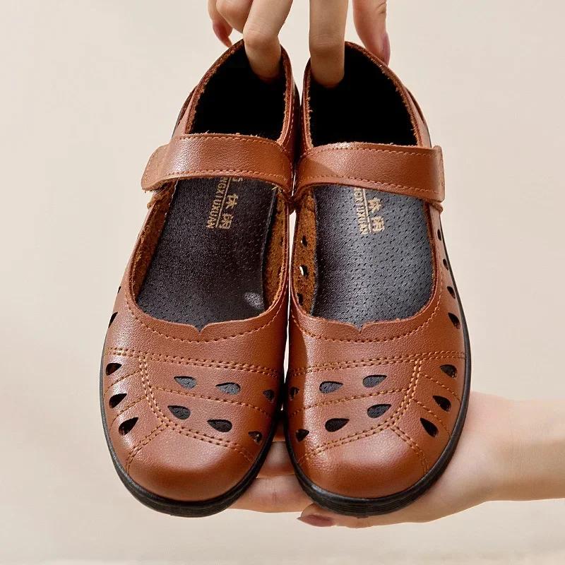 Обувь для мам с полой мягкой подошвойСандалии Летняя удобная женская обувь на плоской подошве Нескользящие удобные легкие прогулочные сандалии