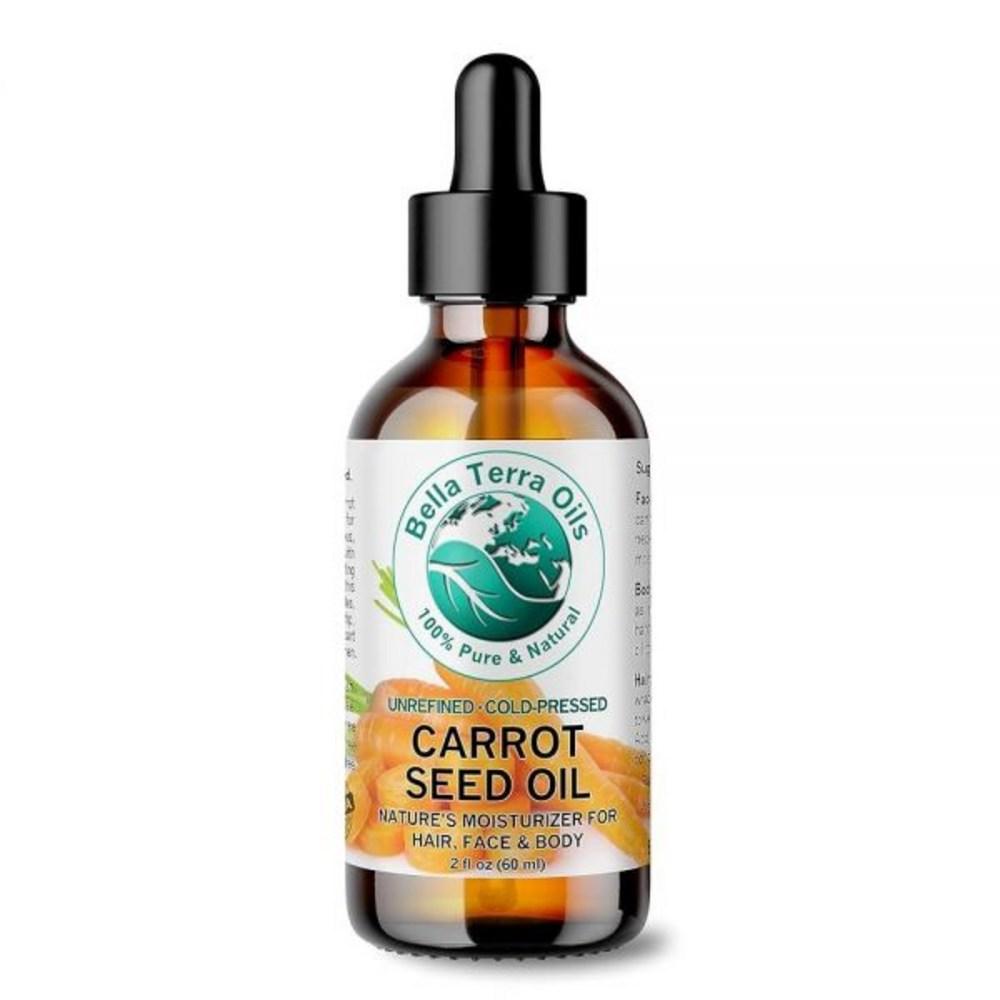 Bella Terra Oils — органическое масло семян моркови, 2 унции (56,7 г) Эликсир холодного отжима, богатый витаминами А и Е, бета-каротином, идеально подходит для питания и сияния кожи