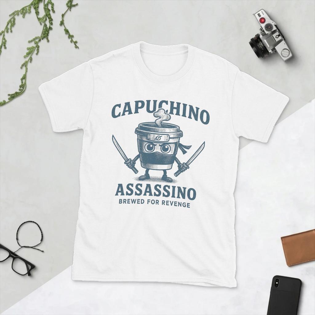 Cappuchino Assassino Brewed For Revenge Italian Brainrot Tshirts Unisex Cotton Tee Shirt Short Sleeve T Shirt Graphic Clothes