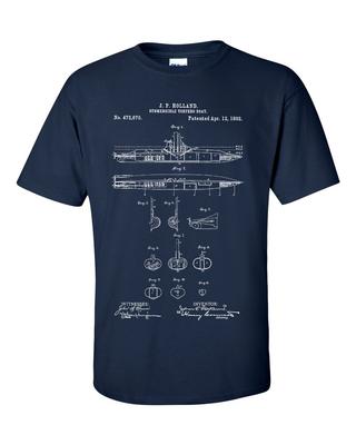 Submarine Patent TShirt Submariner Sub Technical Drawing Shirt