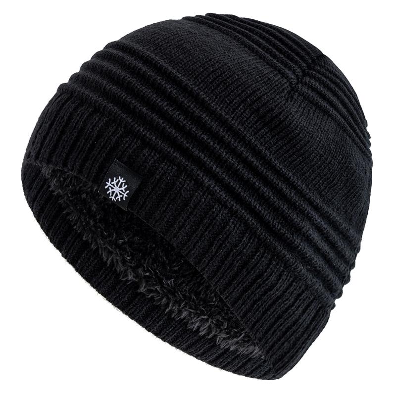 New Style Unisex Fur Lined Beanie Hat Keep Warm Winter Hat Thick Hat For Men And Women Snow Label Fashion Winter Cap