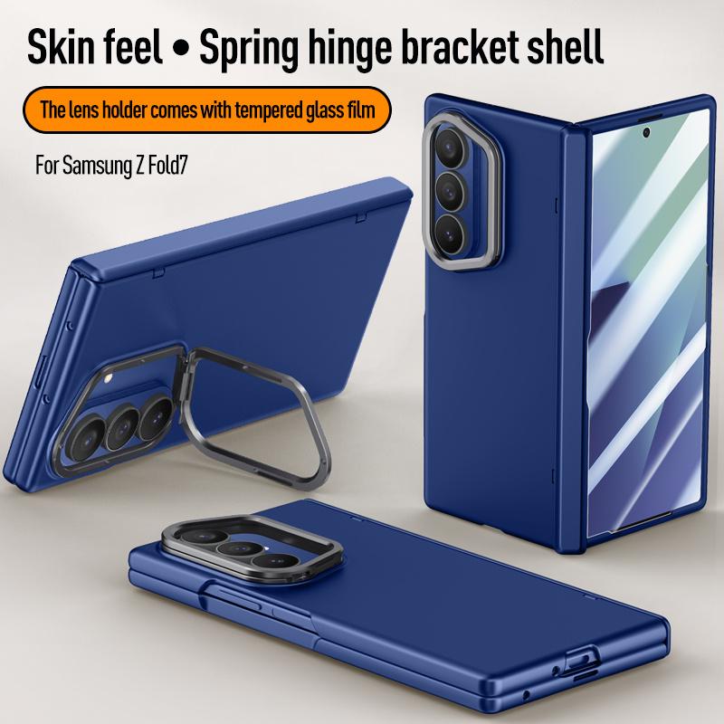 Для Samsung Galaxy Z Fold 7 С защитным стеклом для конфиденциальности Полностью защитный Ультратонкий Чехол для телефона Крышка держателя камеры пружинного шарнира