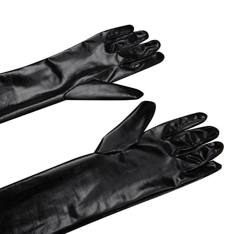 1Pair Wet Look Arm Length Leather Mittens Gloves Cosplay Women Opera Evening Dress