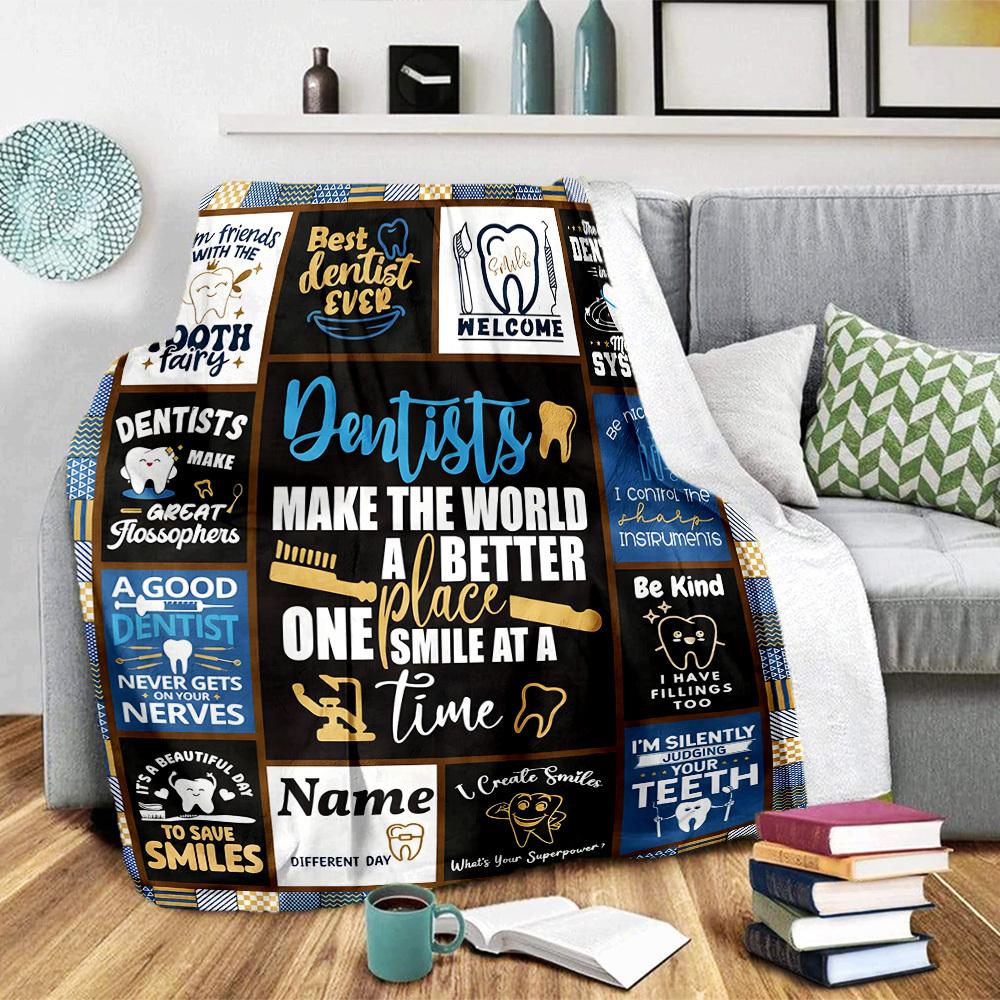 Dental Humor Home Customize Your Name Blankets Comfortable Soft Lightweight Allseason Multipurpose Blanket Picnic Sofa Office Bed Living Room Suitable