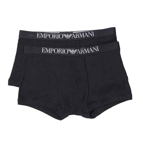 Emporio Armani Mens Cotton Ribbed Boxer Shorts (Pack of 2)