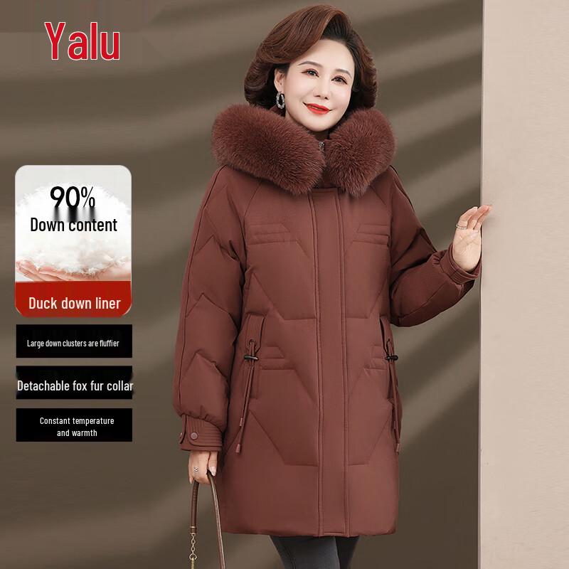 Женская парка Yalu средней длины с капюшоном из лисьего меха, 90% утиный пух