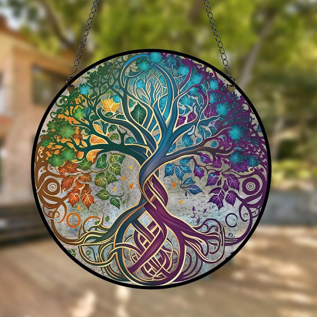 Cross-border Popular Sunshine Trap New Round Acrylic Pendant Window Porch Home Decoration Iron Chain Listing