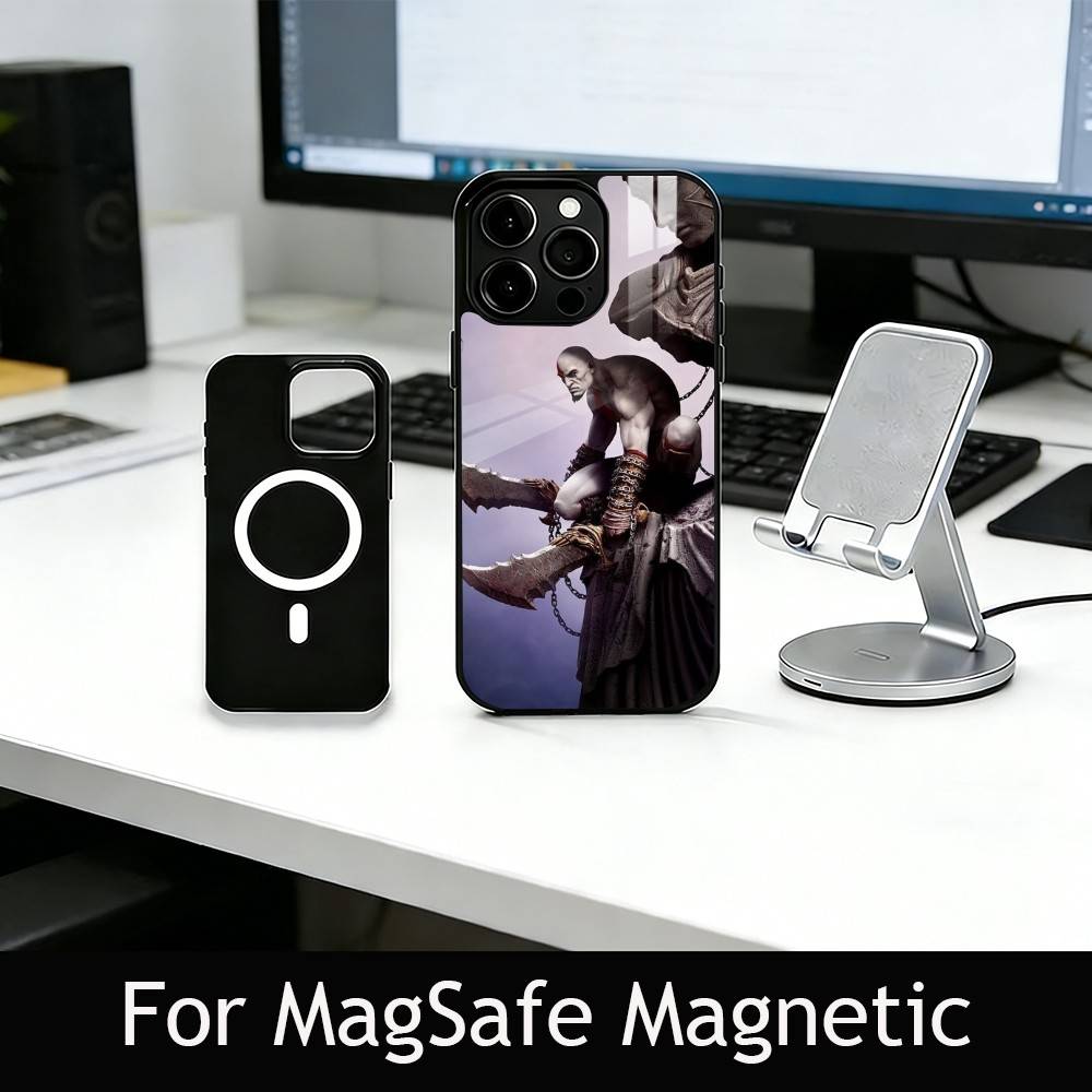 G-Gladiator W-War K-Kratos Чехол для телефона iPhone 17, 16, 15, 14, 13, 12, 11 Plus, Pro Магнитный с Magsafe Беспроводной зарядкой