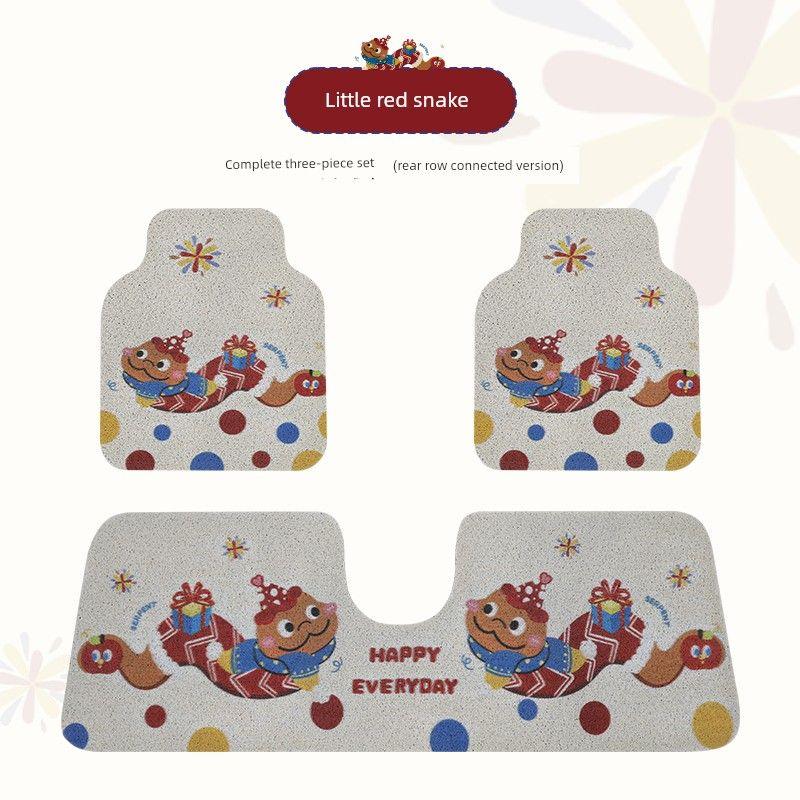 Floor Mats, Cute Cartoon Style, New Model, Anti-Dirt, Easy to Clean, Wear-Resistant, Integrated Rear Seat, Girls' Silk Loop Carpet-Style Floor Mats