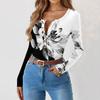 Women's Slim Bottom T-shirt Fashion Casual Gradient Printing Round Neck Pullover Long Sleeve Top