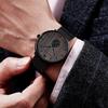 Hannah Martin Men's Quartz Watches Fashion Ultra Thin Watches Simple Men Business Mesh Belt Quartz Watch Male Wristwatches Cherry Ebony Walnut Wood
