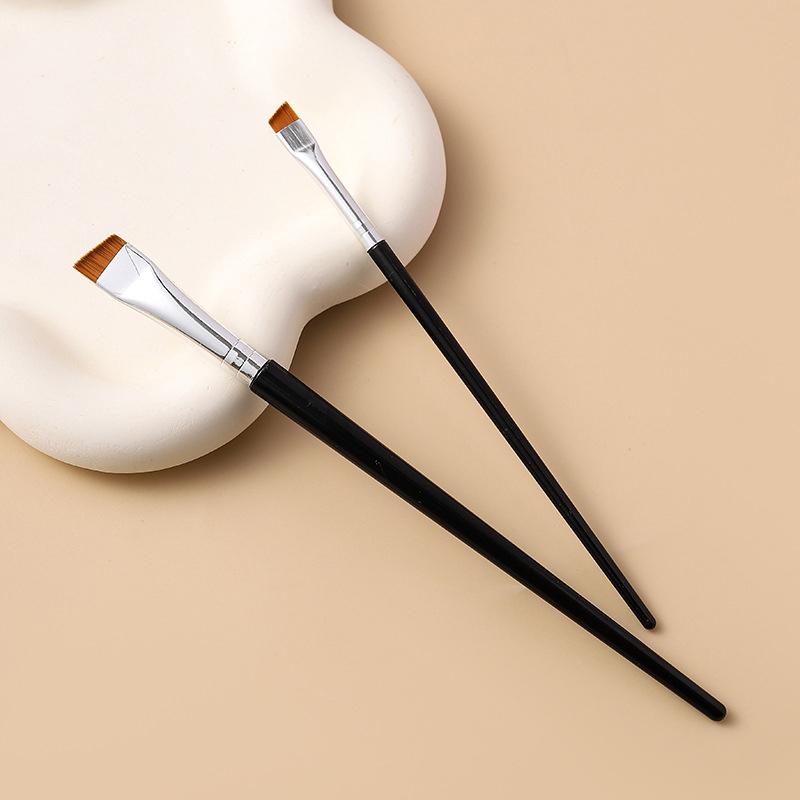 2 шт. кисть для подводки глаз, кисть для бровей, портативная плоская тонкая кисть для подводки глаз, контур бровей, кисти для макияжа, инструмент для макияжа