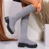 Новые Платформенные Вязаные Носки-Ботильоны Женские Плетеные Модные Ботинки Зимние Брендовые Челси Высокие Ботинки Тренд Снежные Готические Панк Ботас Мухер