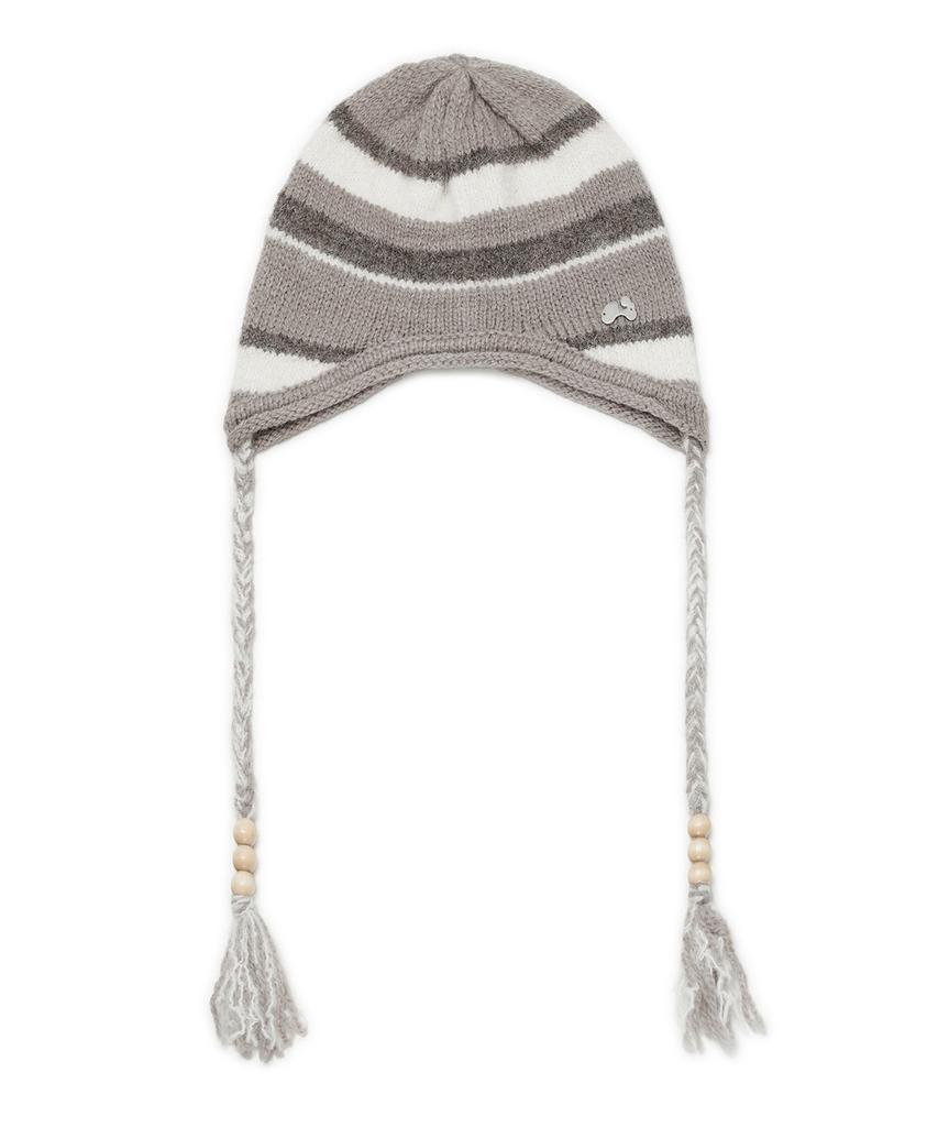 Поцелуй свою кожу Полосатая шапка с ушками (бежевый)