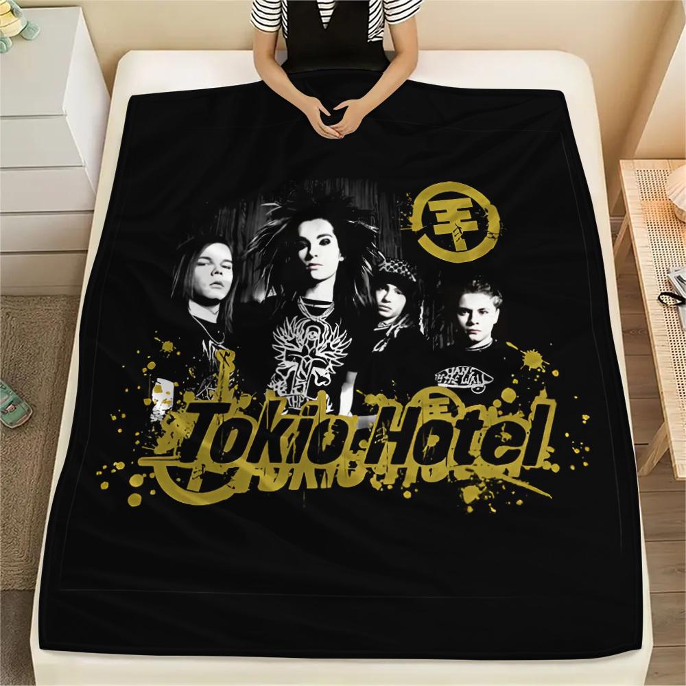 1 шт. Фланелевое одеяло с принтом Tokio hotel, Высокое качество, Для всех сезонов, Декор для дома, Тепло и уют, Идеально для рождественских подарков
