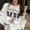 Women Long Sleeve V Neck Loose Pullovers Female Tops Solid Color Sweatshirts