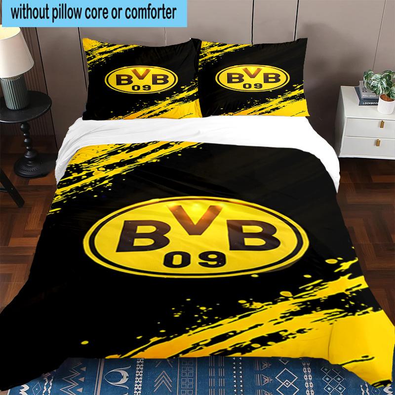 3pcs Borussia Dortmund Printed Bedding Set Duvet Cover Closure Includes 1 Duvet Cover & 2 Pillowcases Bedding Sets Home Decor Gifts