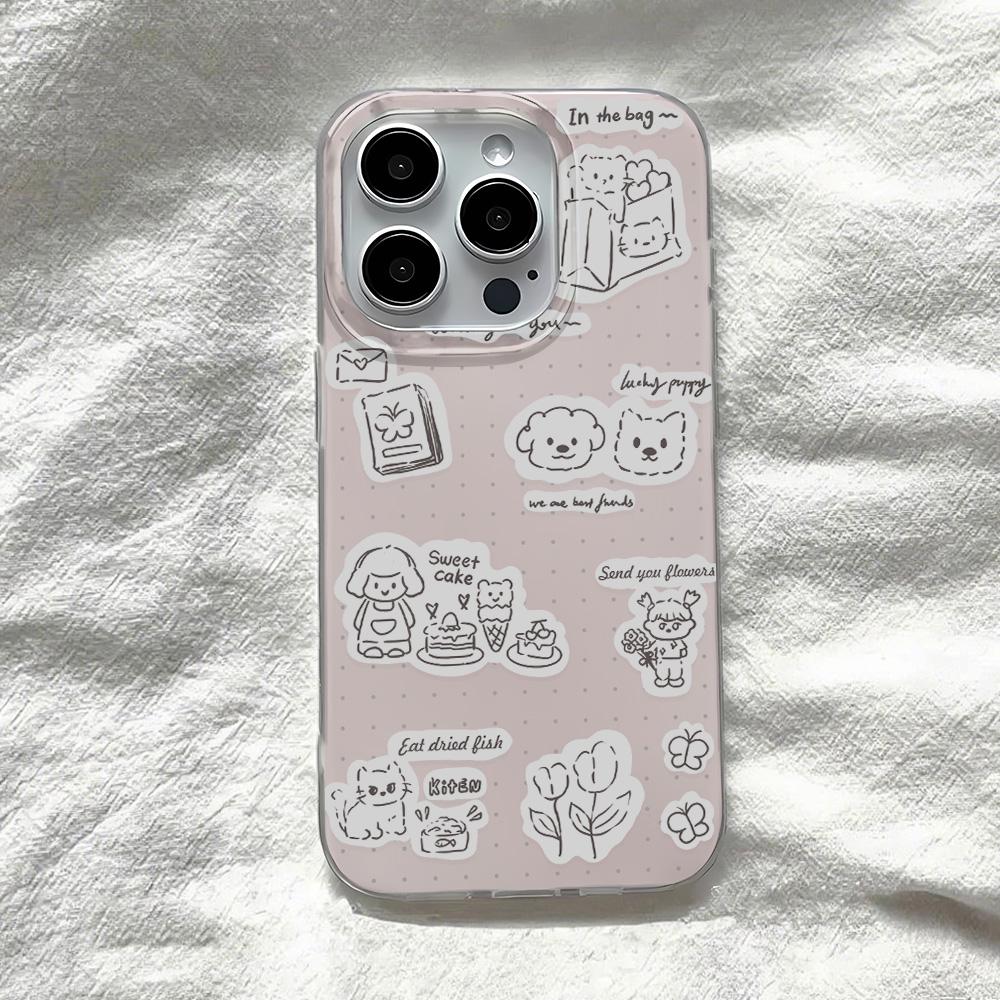Расписной чехол для телефона для iPhone 12 13 15 16 iPhone 16 12 13 14 15 Pro 14 15 16 Pro Max Полное покрытие Противоударный Защита от отпечатков пальцев Свежий стиль Защитный чехол