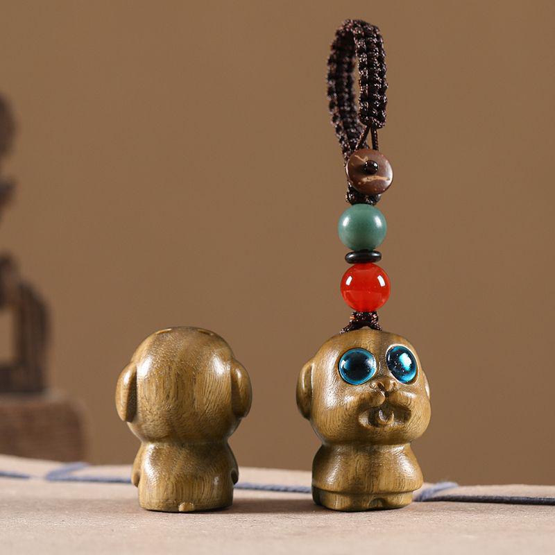 Auspicious Green Sandalwood Dragon Zodiac Cartoon Keychain & Universal Phone Lanyard