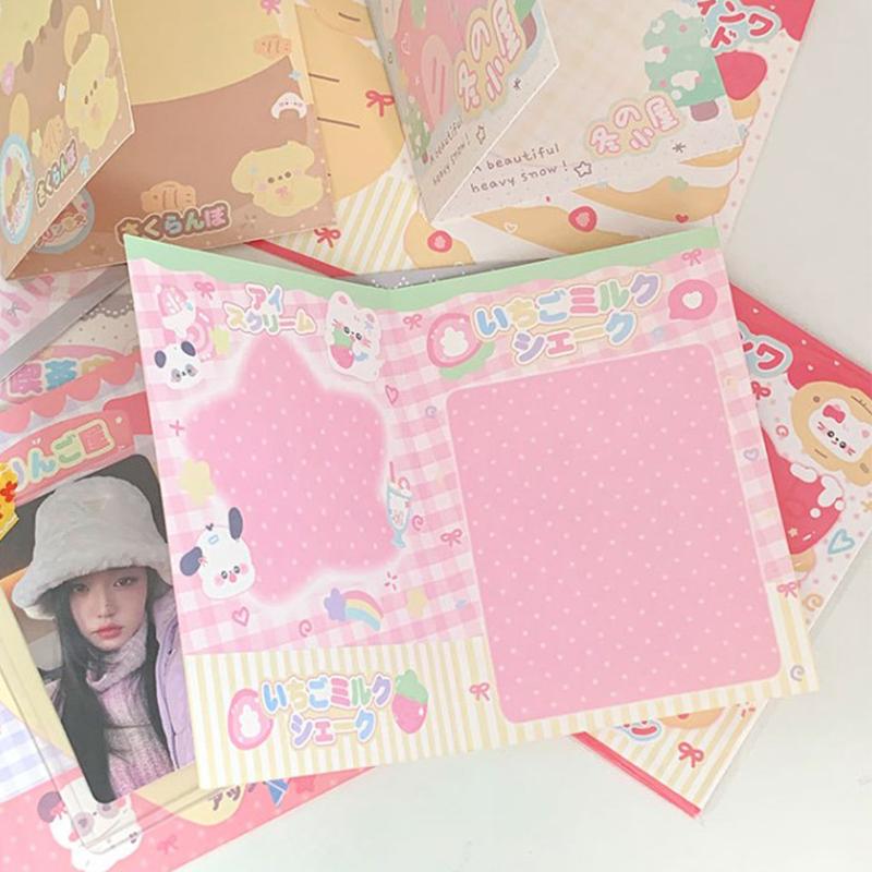 10 шт. корейские милые Kpop 3-дюймовые фотокарточки с обратной стороной, складные держатели для карт, фиксирующие декоративную бумажную доску, упаковочный материал своими руками